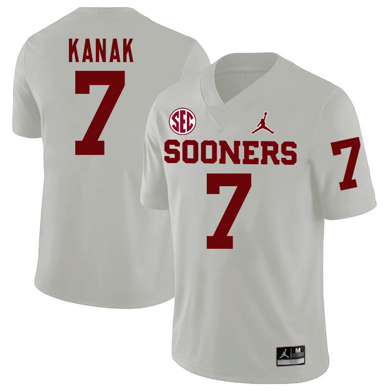 Oklahoma Sooners #7 Jaren Kanak College Football Jerseys,Uniforms-White